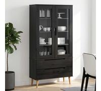 Armoire à Vitrine Blanc 90x35x175 cm Bois de Pin Massif Rangement vidaXL