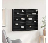 Vitrine Cabinet Noir Chêne 100x8,5x75 cm Bois d ingénierie Noir G