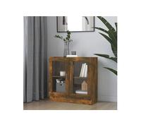 Armoire à vitrine Chêne fumé 82,5x30,5x80 cm Bois d ingénierie chêne fumé G