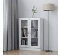 vidaXL Armoire à vitrine 802750 2 portes Bois d'ingénierie Blanc 82,5x30,5x115 cm
