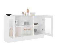 Armoire à vitrine - WIENS - Blanc - 120x30,5x70 cm - Bois d'ingénierie - Verre - Style Scandinave Moderne