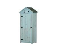 Outsunny Armoire de jardin extérieur abri de jardin en bois abri pour outils 3 étagères 2 Portes loquets Toit Pente bitumé rangement et stockage extérieurs pour terrasse 77 x 54 x 179 cm Gris