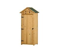 Outsunny Armoire de jardin en bois 3 étagères 2 portes toit bitumé 77x54x179 cm jaune