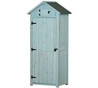 Outsunny Armoire de jardin extérieur abri de jardin en bois abri pour outils 3 étagères 2 Portes loquets Toit Pente bitumé rangement et stockage extérieurs pour terrasse 77 x 54 x 179 cm Gris