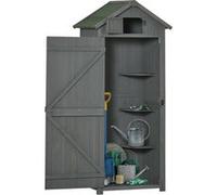 Outsunny Cabanon de Jardin Bois Chalet de Jardin avec Toit Bitumé, 3 Étagères, 2 Portes Loquet - 77x54,2x179cm, Gris Aosom France