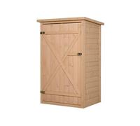 Armoire abri de jardin remise pour outils - grande porte verrouillable loquet - 2 étagères - toit bitumé incliné bois de sapin pré-huilé