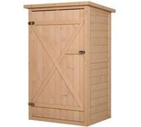 Armoire abri de jardin - remise pour outils - Outsunny - toit bitumé incliné porte verrouillable - bois - 75x56x115cm - naturel