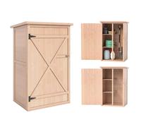 Outsunny Armoire abri de Jardin Remise pour Outils Bois de Sapin pré-huilé Toit bitumé incliné - Grande Porte verrouillable loquet - 2 étagères - dim. 75L x 56l x 115H cm