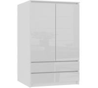Armoire AKORD S60 Blanche 60 cm 2 portes 2 tiroirs façade Blanche Brillante 1 étagère 60x51x180 cm
