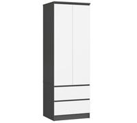 Armoire AKORD S60 Gris Graphite 60 cm 2 portes 2 tiroirs façade Blanche 1 étagère 60x51x180 cm