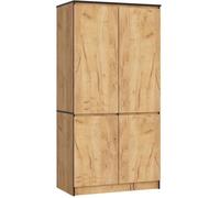 Armoire AKORD S90 Chêne Craft 90 cm 4 portes façade Chêne Craft 4 étagères 90x51x180 cm