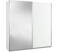 Armoire 2 portes coulissantes blanc laqué avec 1 porte miroir - MARIANE