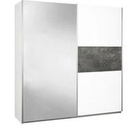 Armoire ALTOBUY MARIANE 2 portes coulissantes blanc laqué décor gris oxyde 1 porte miroir 188x60x208cm Blanc