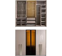 Armoire Armoire moderne Chambre à coucher Armoires Beige Bois Or