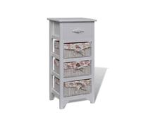 Armoire avec 1 tiroir et 3 paniers Blanc Bois de Paulownia