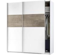 Armoire avec 2 portes coulissantes coloris Alaska chêne à nœuds - blanc artic - Hauteur 200 x Longueur 180 x Profondeur 60 cm