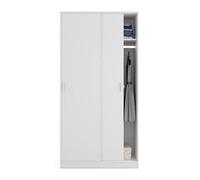 PEGANE Armoire avec 2 Portes Coulissantes Coloris Blanc - Dim : L 100 cm x H 200 x P 50 cm