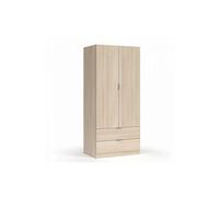 Pegane Armoire 2 portes 2 tiroirs - Chêne
