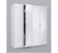 Armoire avec 4 portes coloris blanc en bois - Dim : H200 x L180 x P52 cm