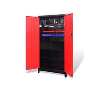 vidaXL Armoire à outils avec coffre à outils Acier 90x40x180cm Rouge Noir