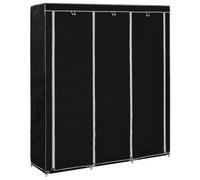 Armoire Avec Compartiments Et Barres Noir 150x45x175 Cm Tissu