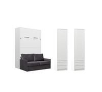 Armoire avec lit et canapé gris anthracite et rangements assortis - LOLITA