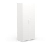 Armoire Avec Penderie 2 Portes 1 Niche Moderne - Coloris Blanc Mat - 79,4 x 51,1 x 203 cm