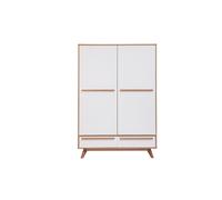 Armoire avec penderie finition bois clair et blanc mat l120 cm helia