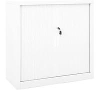 Armoire avec porte coulissante, blanche, 90x40x90 cm. Armoire en métal, armoire de rangement, armoire de bureau, armoire à outils, armoire de stockage. Meuble pour bureau, armoire polyvalente avec un 