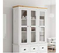 Armoire avec portes vitrées - vidaXL - BODO - Bois de pin massif - Blanc et marron