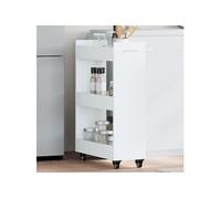 vidaXL Armoire avec Roues Blanc 60x22x79 cm Bois d'ingénierie, Armoire latérale, Armoire de Rangement, Organiseur de Maison, Buffet, Armoire d'appoint
