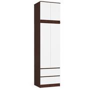Armoire avec surmeuble AKORD STAR Wengé 60 cm 2 portes 2 tiroirs façade Blanche 3 étagères 60x51x234 cm