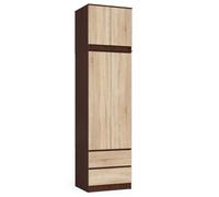 Armoire avec surmeuble AKORD STAR Wengé 60 cm 2 portes 2 tiroirs façade Chêne Sonoma 3 étagères 60x51x234 cm