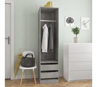 Armoire avec Tiroirs Béton & Compartiment Ouvert Gris 50x50x200 cm Bois Composé