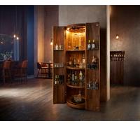 Armoire-bar Tulsa 80x190 cm acacia naturel éclairage LED armoire à vin