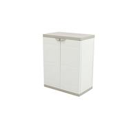 Armoire basse 2 portes interieur/exterieur coloris beige - Longueur 70 x Profondeur 44 x Hauteur 88 cm --