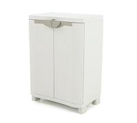 Armoire basse 2 portes intérieur-extérieur coloris beige - Longueur 70 x Profondeur 45 x Hauteur 100 cm