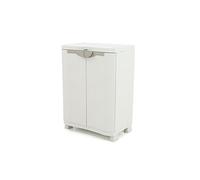 Armoire basse 2 portes interieur/exterieur coloris beige - Longueur 70 x Profondeur 45 x Hauteur 100 cm --