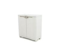 Armoire basse 2 portes interieur/exterieur coloris beige - Longueur 90 x Profondeur 45 x Hauteur 100 cm --