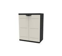 Armoire basse 2 portes interieur/exterieur coloris noir/taupe - Longueur 70 x Profondeur 44 x Hauteur 88 cm --