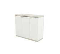Armoire basse 3 portes interieur/exterieur coloris beige - Longueur 105 x Profondeur 44 x Hauteur 88 cm --