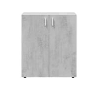 Armoire basse à 2 portes meuble de rangement blanc mat et gris ciment