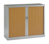 Armoire basse à rideaux monoblocs Generic 100 x 120 cm alu- merisier