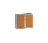 Armoire basse à rideaux monoblocs Generic 100 x 120 cm alu- merisier