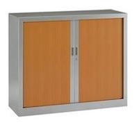 Armoire basse à rideaux monoblocs generic 100 x 120 cm alu- merisier - merisier - vinco Merisier G
