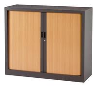 Armoire basse à rideaux monoblocs Generic 100 x 120 cm - anthracite/hêtre
