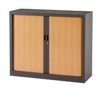 Armoire basse à rideaux monoblocs Generic 100 x 120 cm - anthracite/hêtre