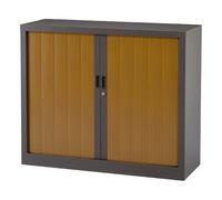 Armoire basse à rideaux monoblocs Generic 100 x 120 cm - anthracite/merisier