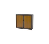 Armoire basse à rideaux monoblocs Generic 100 x 120 cm - anthracite/merisier