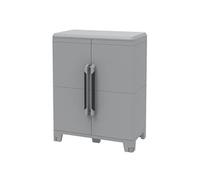 Armoire basse de jardin en résine gris avec tablette terrasse 100290